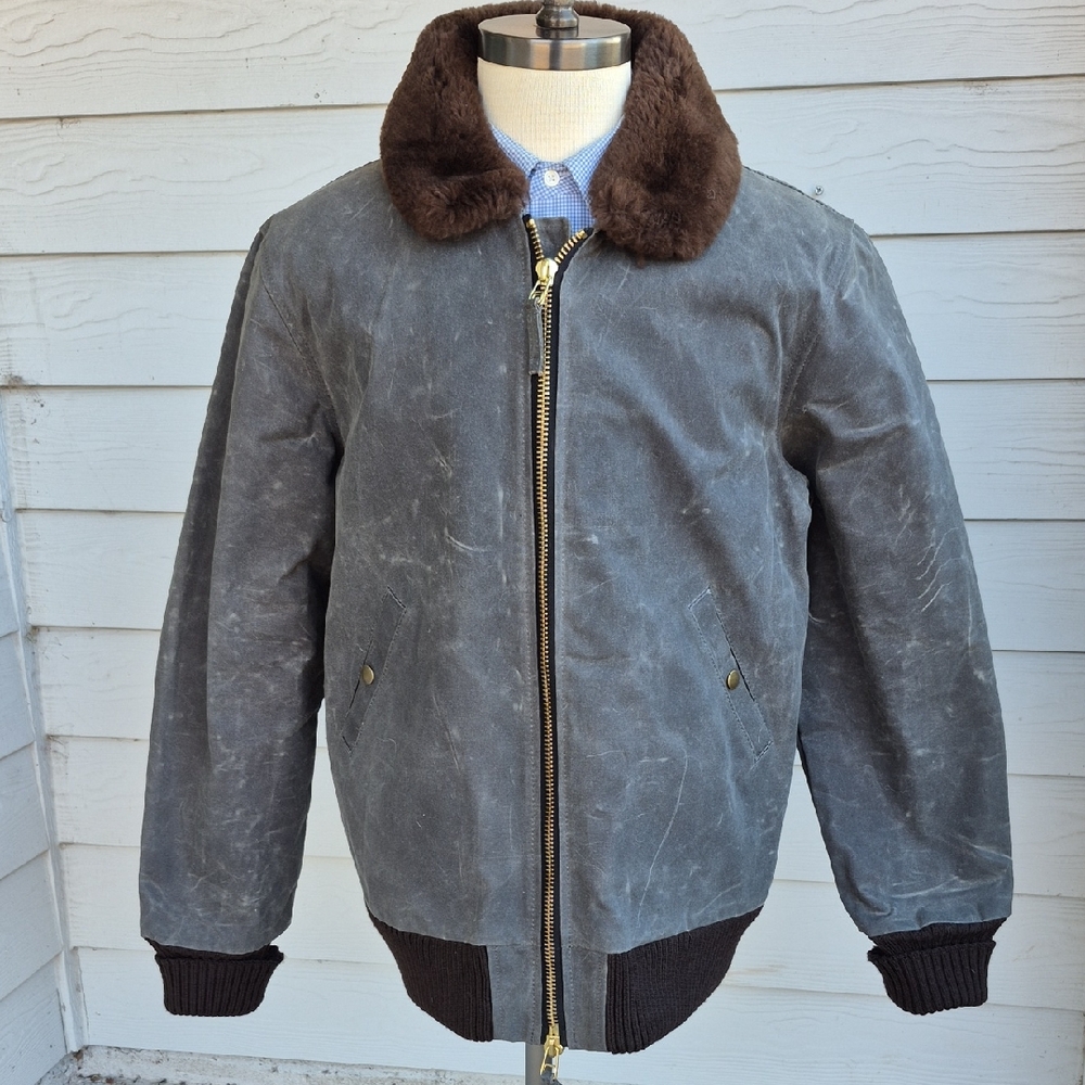 DEHEN 1920 Flyer's Club Waxed Canvas Cotton Grey Mens XL‎ Military Jacket NEW